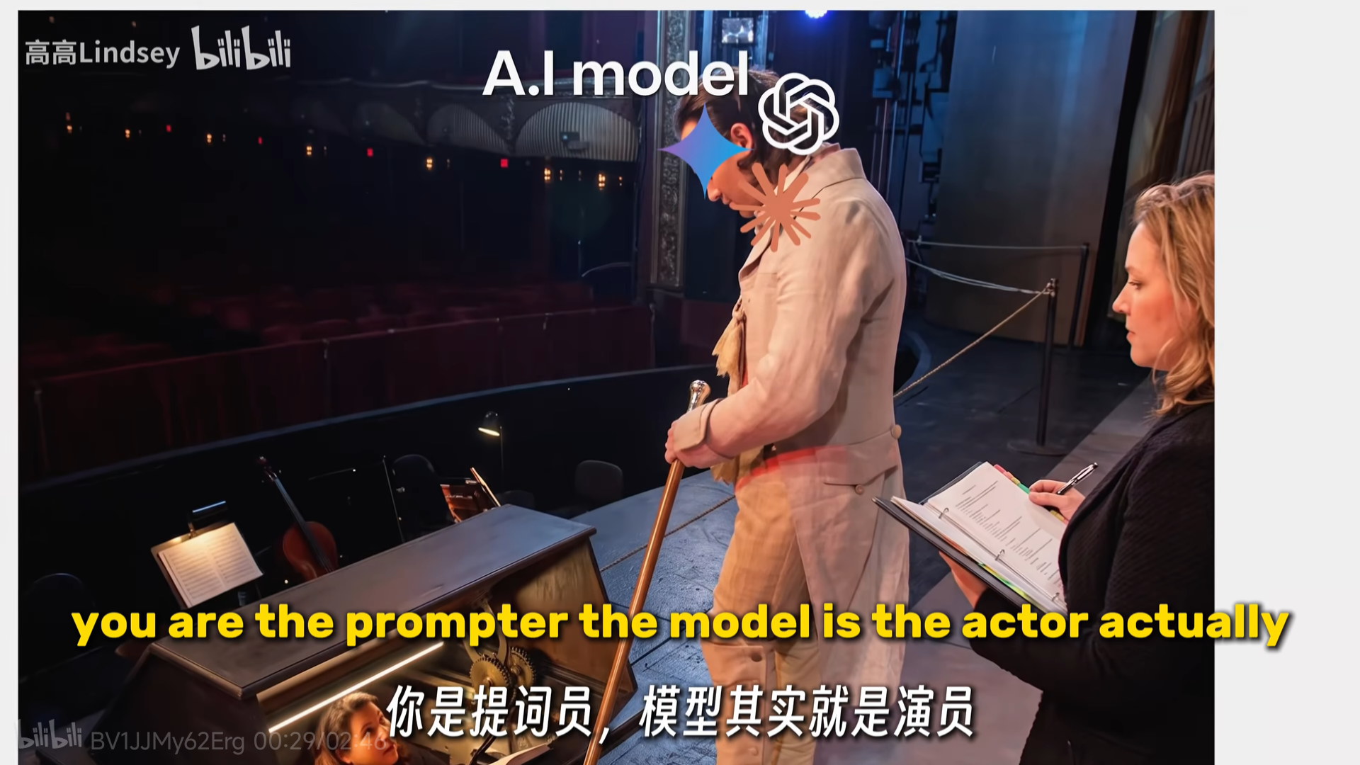 提词员提示演员继续表演